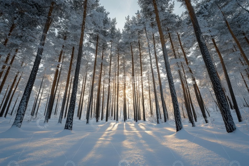高清大图下载【趣麦麦图】树林雪地美景
