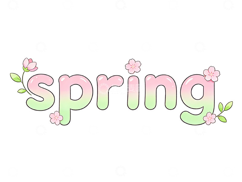 高清大图下载【趣麦麦图】春季樱花字体设计素材