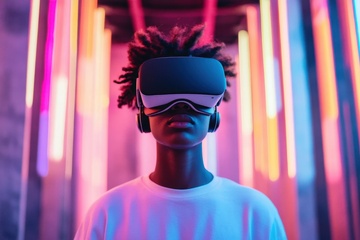 带着VR眼镜的人物