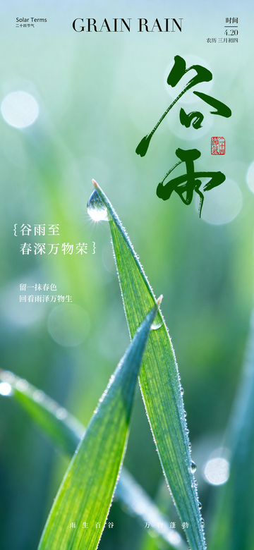 谷雨春意浓植物滴露图