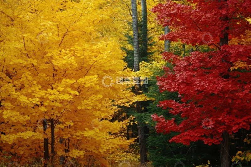 高清大图下载【趣麦麦图】秋季金黄色的树林
