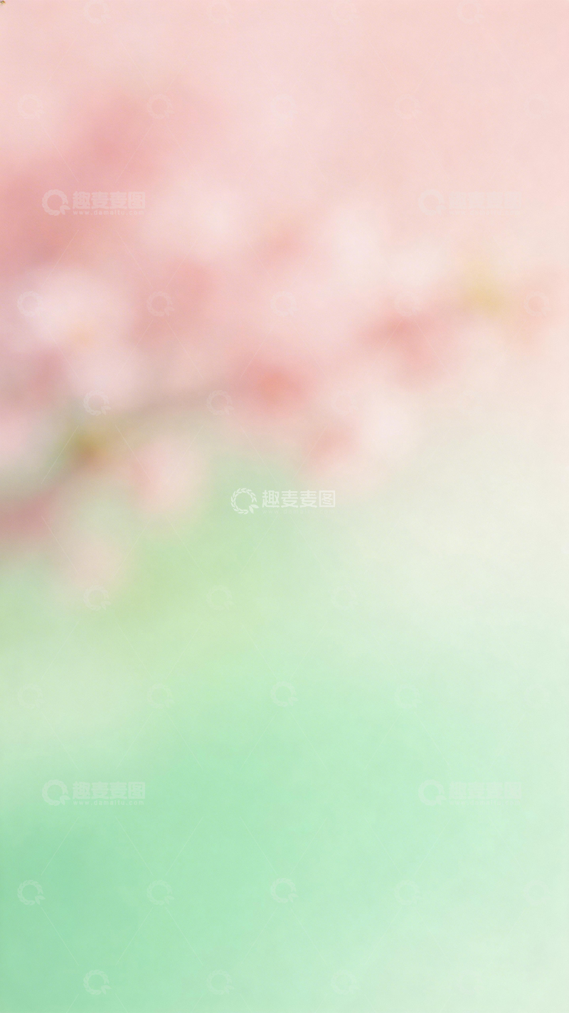 高清大图下载【趣麦麦图】模糊樱花绿背景