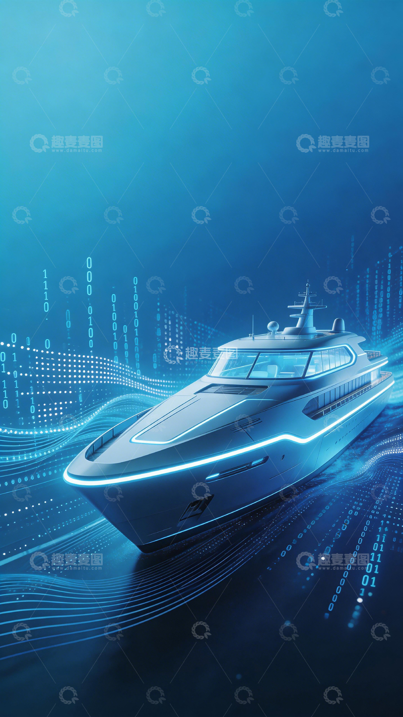 高清大图下载【趣麦麦图】未来科技游艇数字艺术