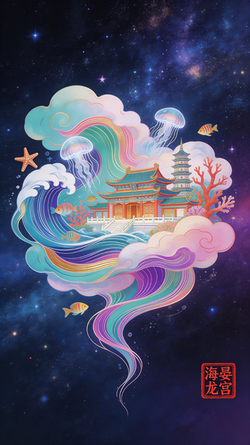 梦幻海洋宫殿插画