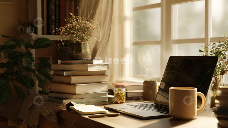 高清大图下载【趣麦麦图】温馨午后书桌的时光倒影
