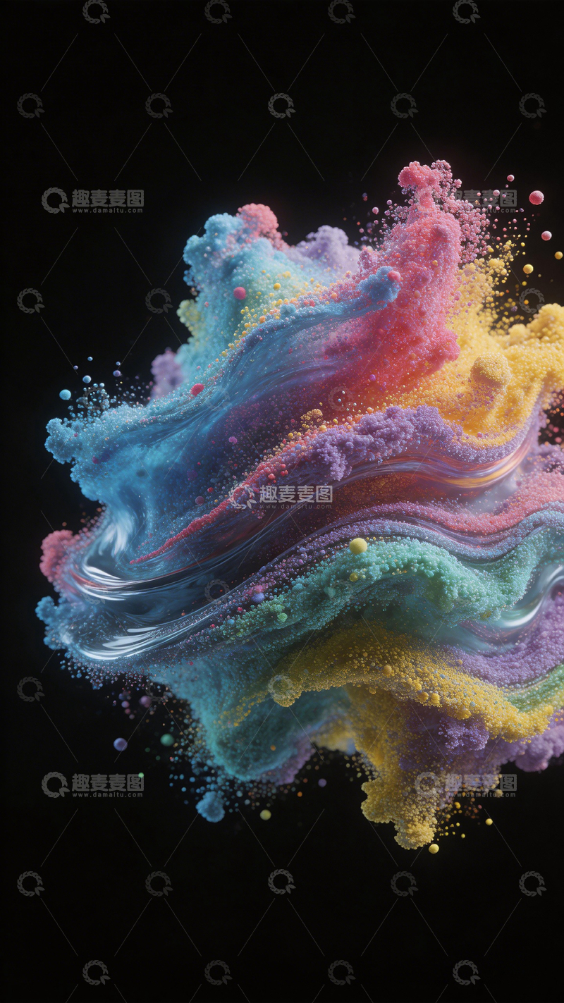 高清大图下载【趣麦麦图】炫彩粉末流动艺术