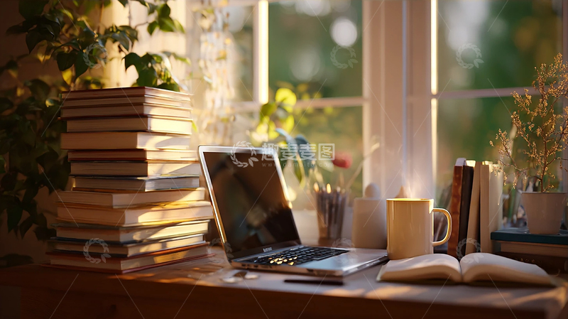 高清大图下载【趣麦麦图】书桌上的知识与梦想交汇