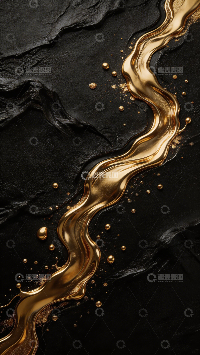 高清大图下载【趣麦麦图】黑金抽象艺术流体纹理
