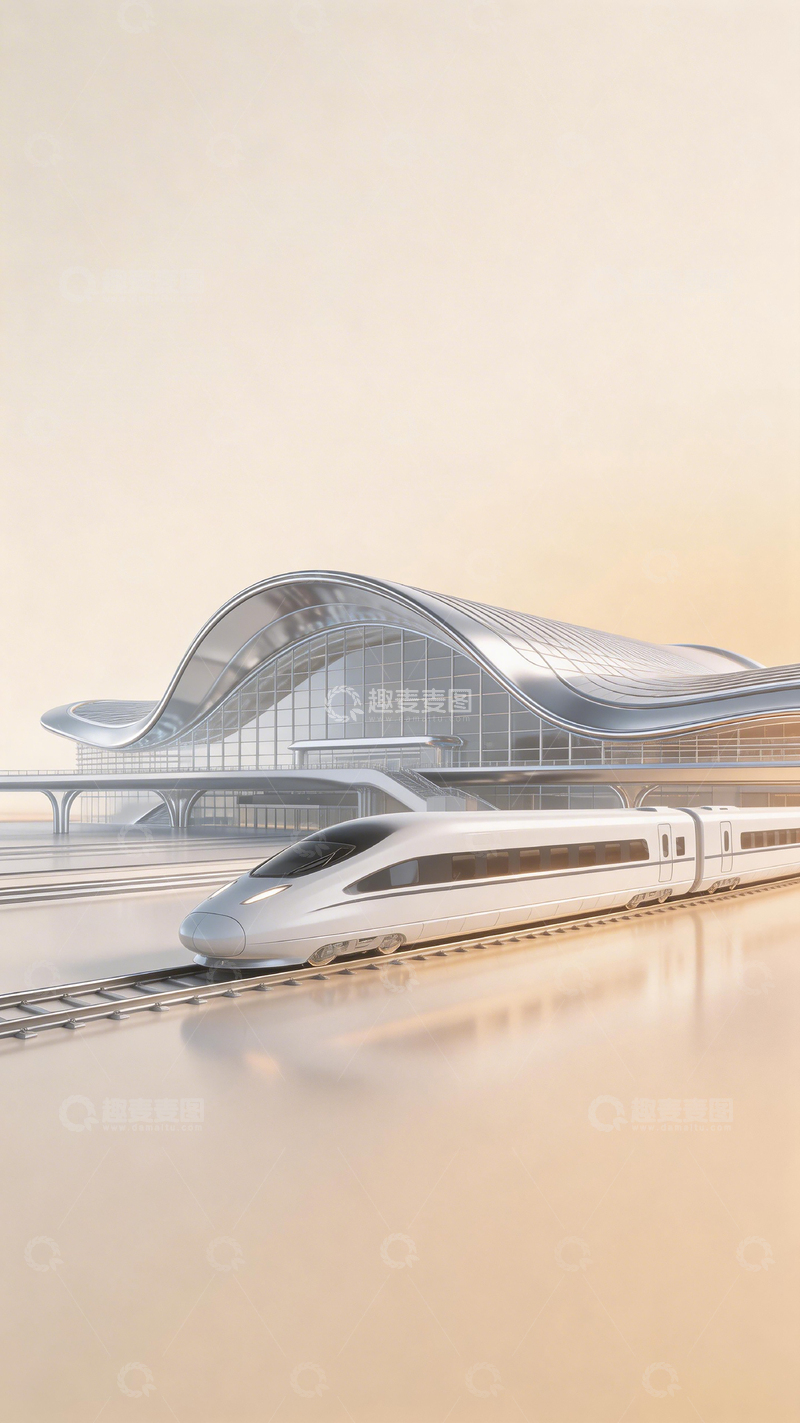 高清大图下载【趣麦麦图】未来感高铁车站设计图