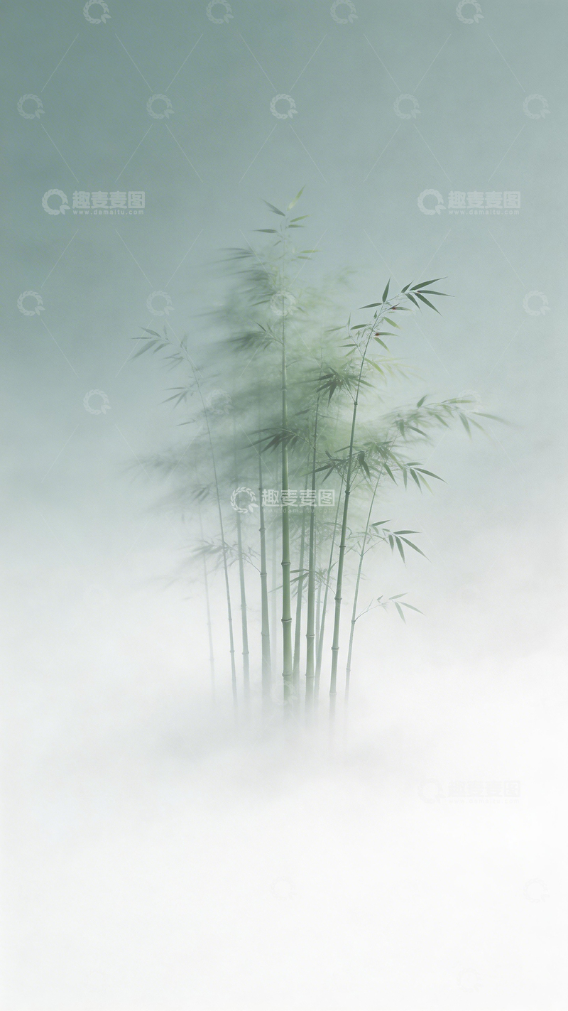 高清大图下载【趣麦麦图】水墨竹林意境图1