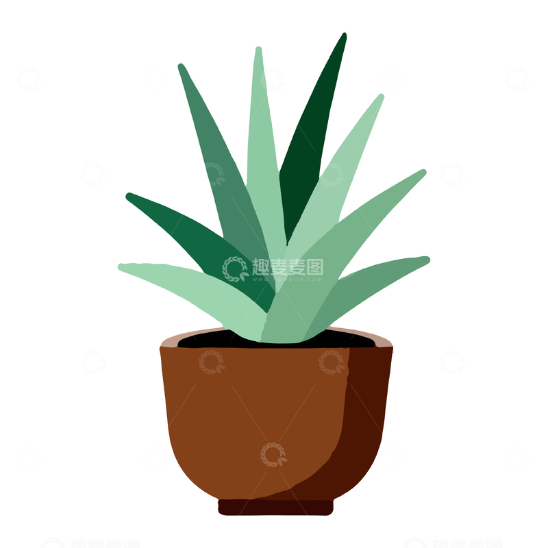 源文件下载【趣麦麦图】卡通风盆栽插画设计元素