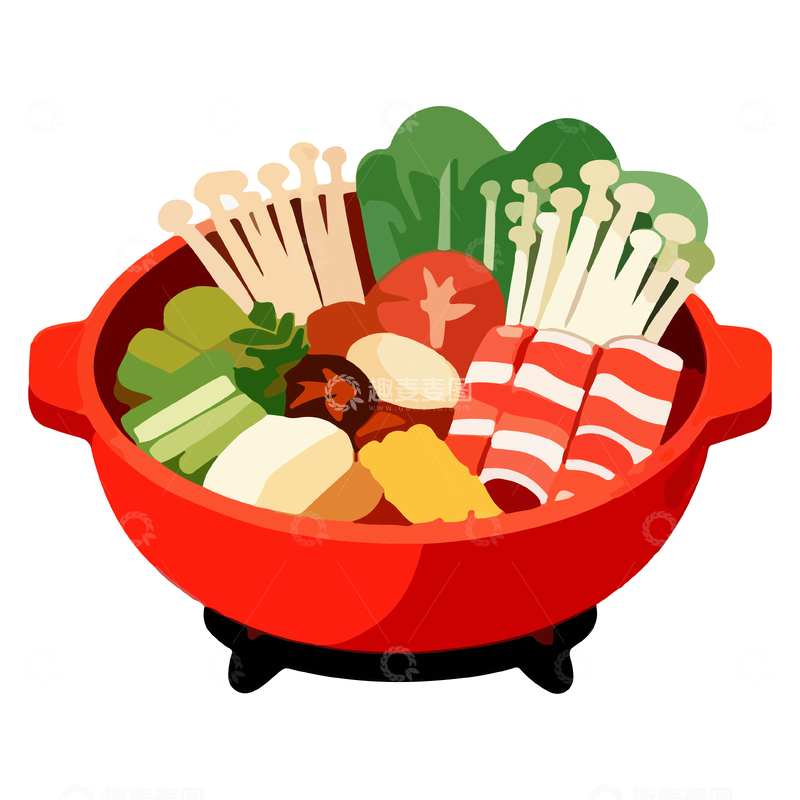源文件下载【趣麦麦图】卡通火锅食材插画