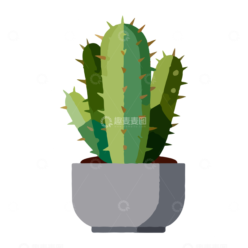 源文件下载【趣麦麦图】卡通仙人掌盆栽矢量图案