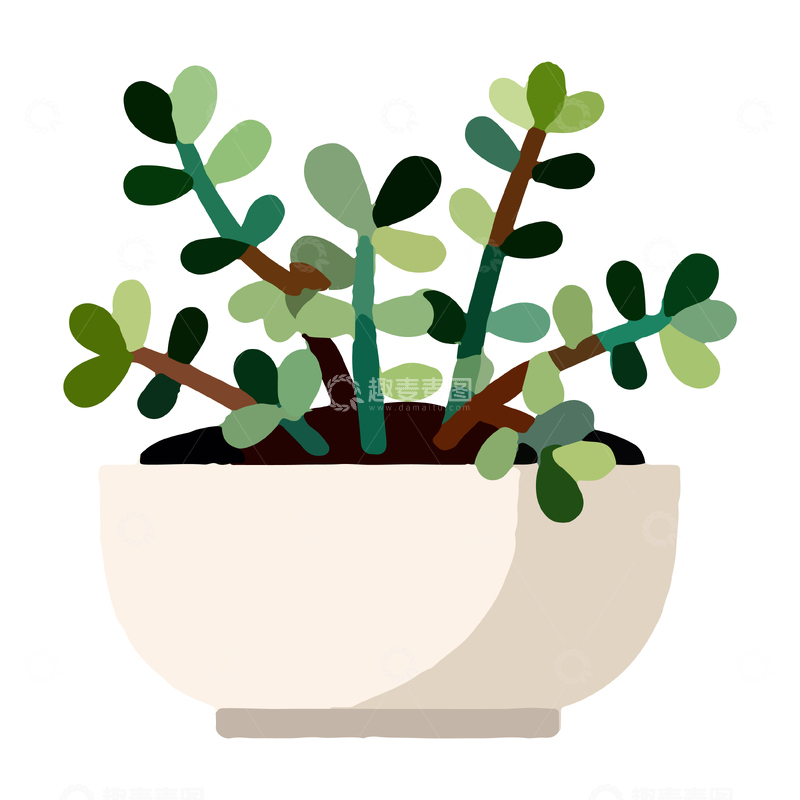 源文件下载【趣麦麦图】简约风盆栽绿植插画元素