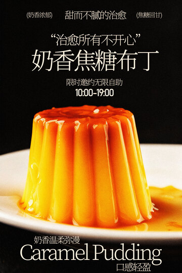 奶香焦糖布丁甜品小吃海报