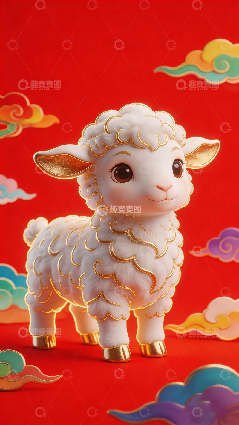 高清大图下载【趣麦麦图】卡通羊新年祝福摆件