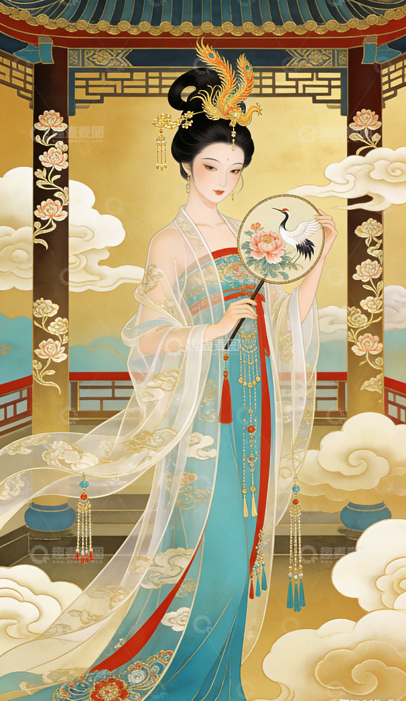 高清大图下载【趣麦麦图】古风仕女图插画设计素材装饰画