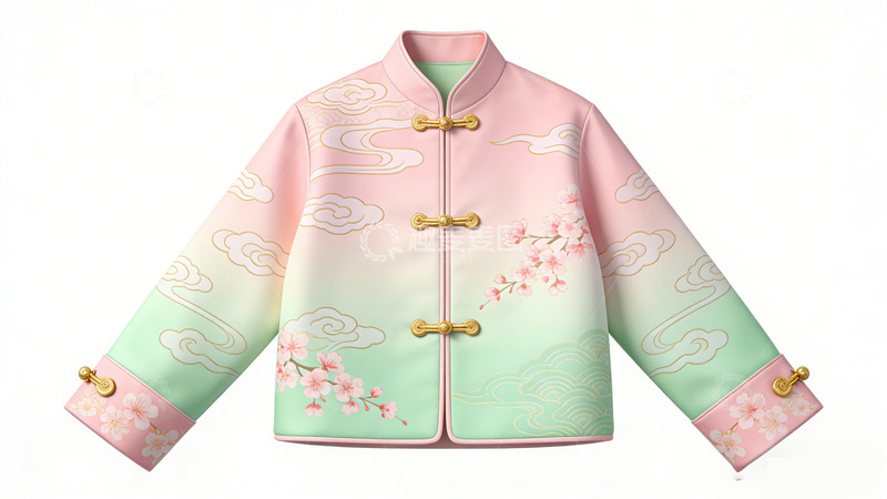 高清大图下载【趣麦麦图】中式风格樱花云纹外套设计