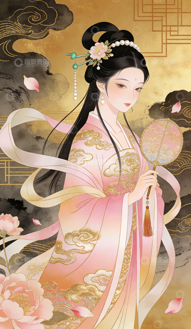 高清大图下载【趣麦麦图】古风女子插画设计素材装饰画