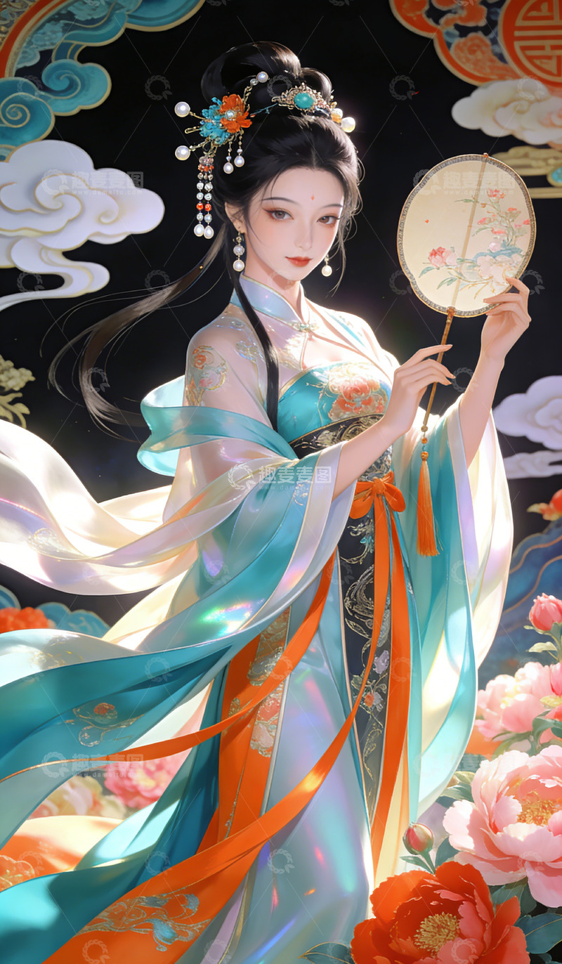 高清大图下载【趣麦麦图】古风汉服仕女插画装饰画