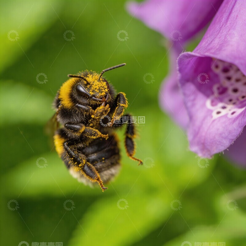 高清大图下载【趣麦麦图】蜜蜂采花蜜自然生态摄影