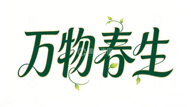 高清大图下载【趣麦麦图】万物春生艺术字设计