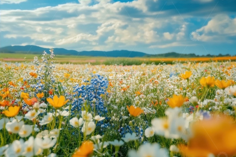 高清大图下载【趣麦麦图】一片盛开的鲜花花田