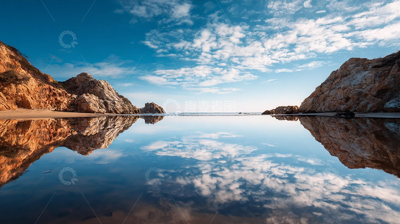 高清大图下载【趣麦麦图】海天一线的镜中奇境