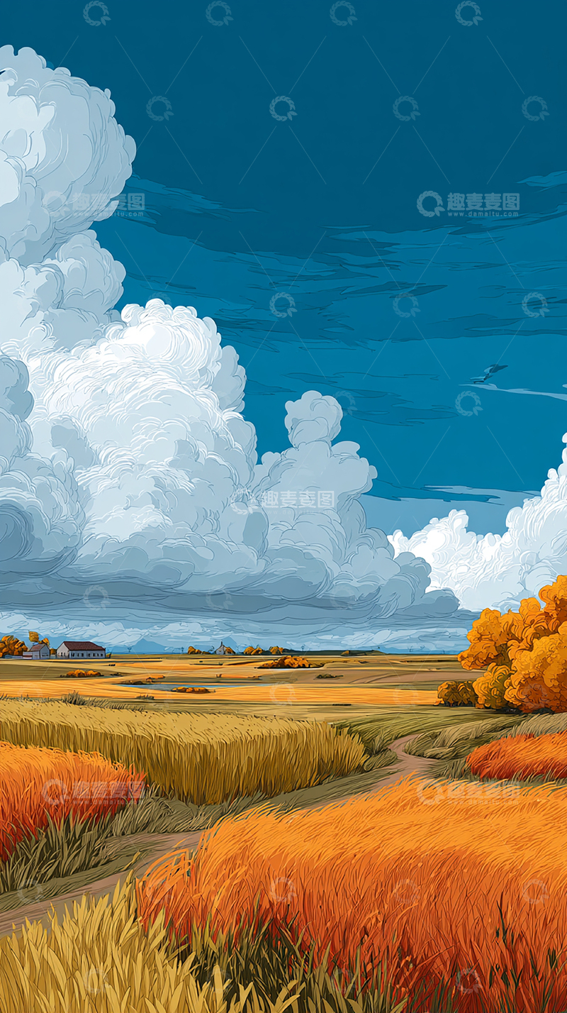 高清大图下载【趣麦麦图】秋日田园风光尽收眼底