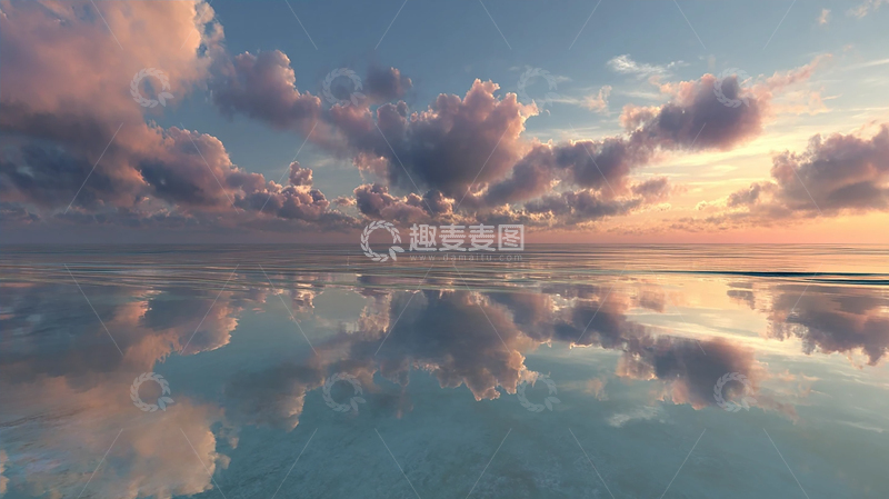 高清大图下载【趣麦麦图】云影倒映海面如画卷