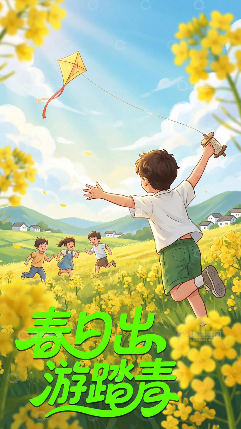 源文件下载【趣麦麦图】-卡通春天创意海报