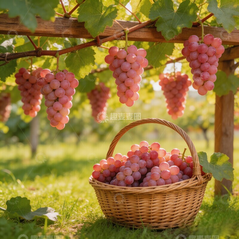 高清大图下载【趣麦麦图】葡萄园丰收采摘景象摄影图