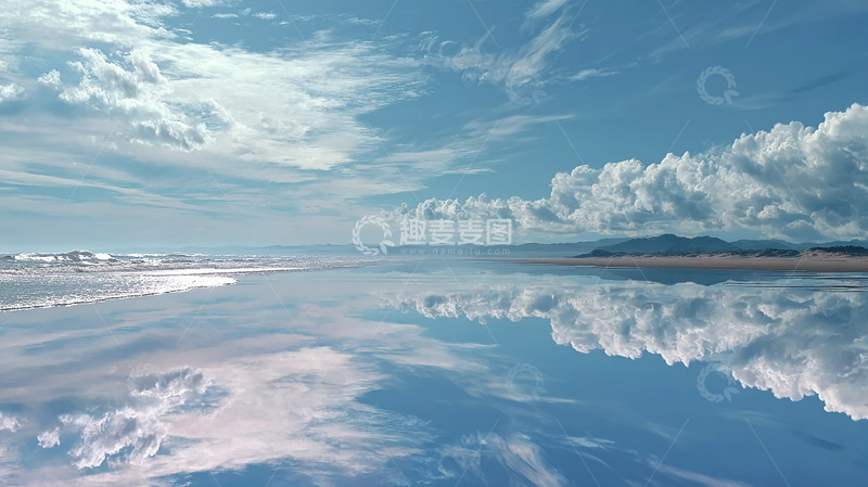 高清大图下载【趣麦麦图】云彩倒映出无垠蔚蓝