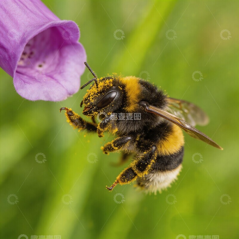 高清大图下载【趣麦麦图】蜜蜂采花图片