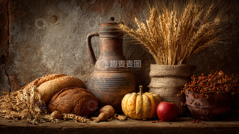 高清大图下载【趣麦麦图】秋天的丰收静物画