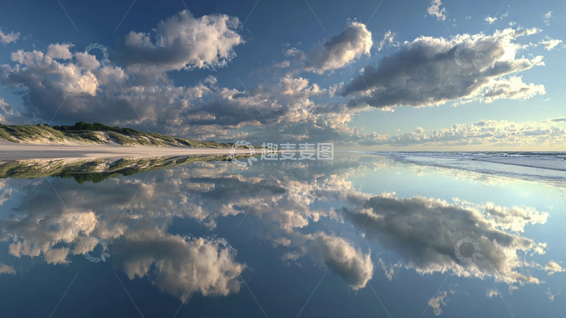高清大图下载【趣麦麦图】天空倒映海面如镜奇观