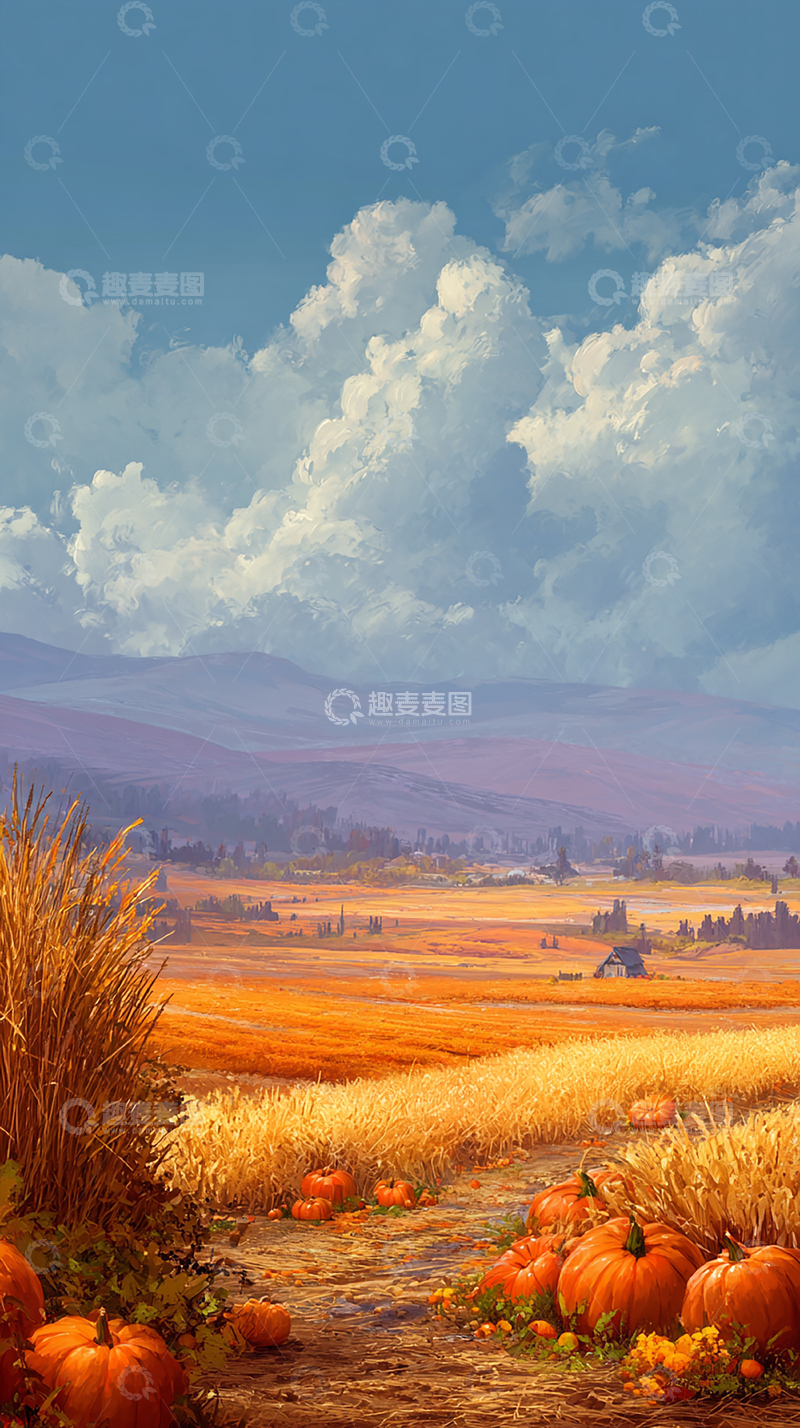 高清大图下载【趣麦麦图】秋季丰收的田野风光