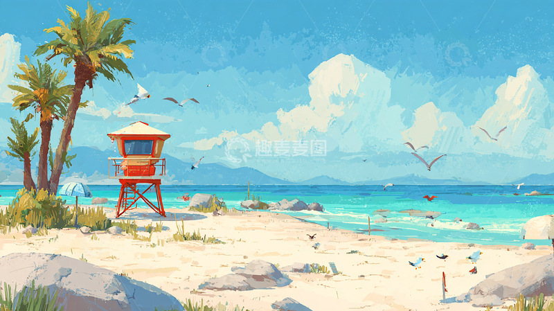 高清大图下载【趣麦麦图】海浪与烈日下的守望者之诗