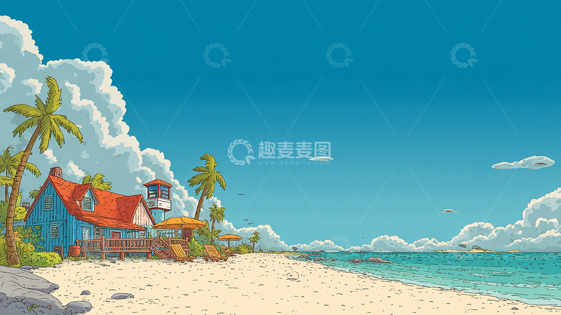 高清大图下载【趣麦麦图】海风吹拂的诗意蓝房