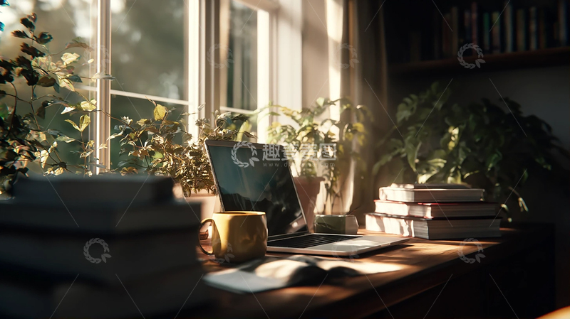 高清大图下载【趣麦麦图】书香缭绕的静谧书房