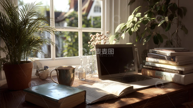 高清大图下载【趣麦麦图】书海中的温暖阳光瞬间