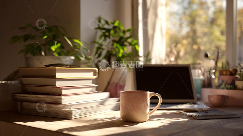 高清大图下载【趣麦麦图】温馨午后书桌的光影交错