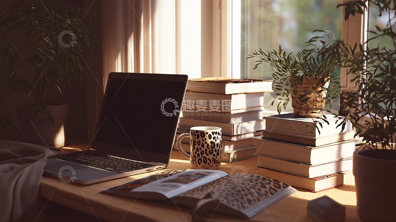 高清大图下载【趣麦麦图】阳光洒落在知识海洋中