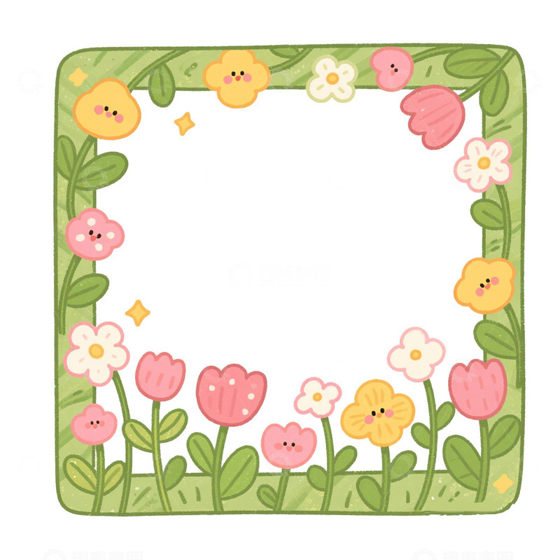 高清大图下载【趣麦麦图】春天花朵边框免抠元素