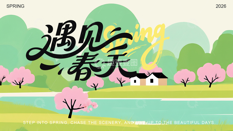 源文件下载【趣麦麦图】春天风景插画设计素材