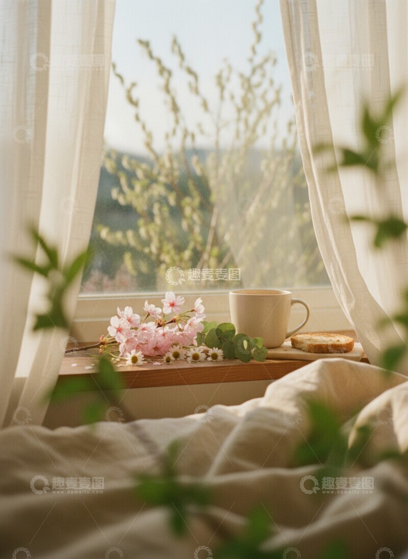 高清大图下载【趣麦麦图】温馨窗台早晨静物摄影