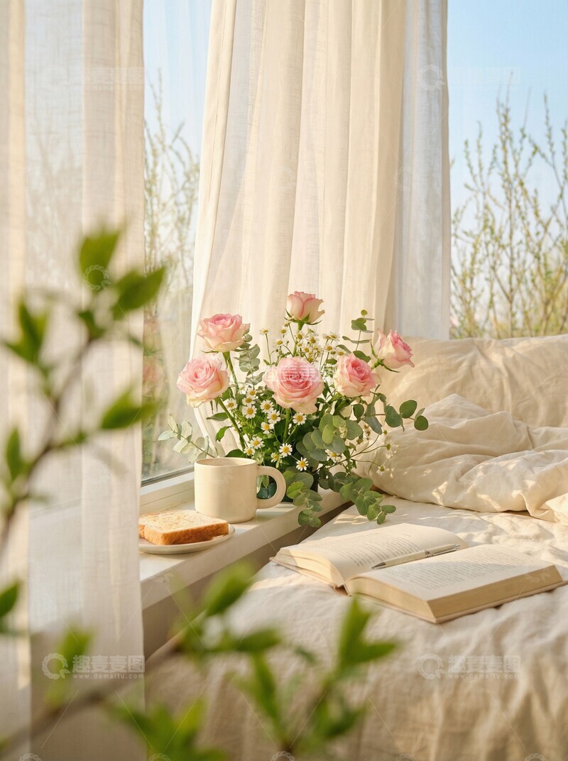 高清大图下载【趣麦麦图】温馨窗台阅读时光
