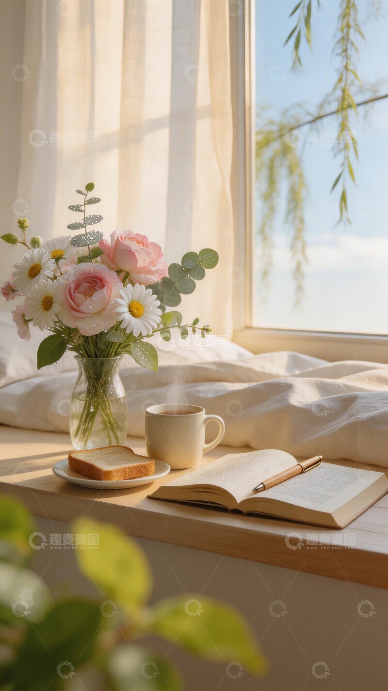 高清大图下载【趣麦麦图】温馨窗台阅读时光