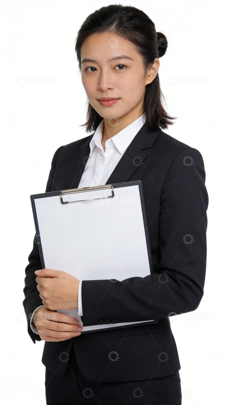 高清大图下载【趣麦麦图】商务女性拿文件夹肖像照