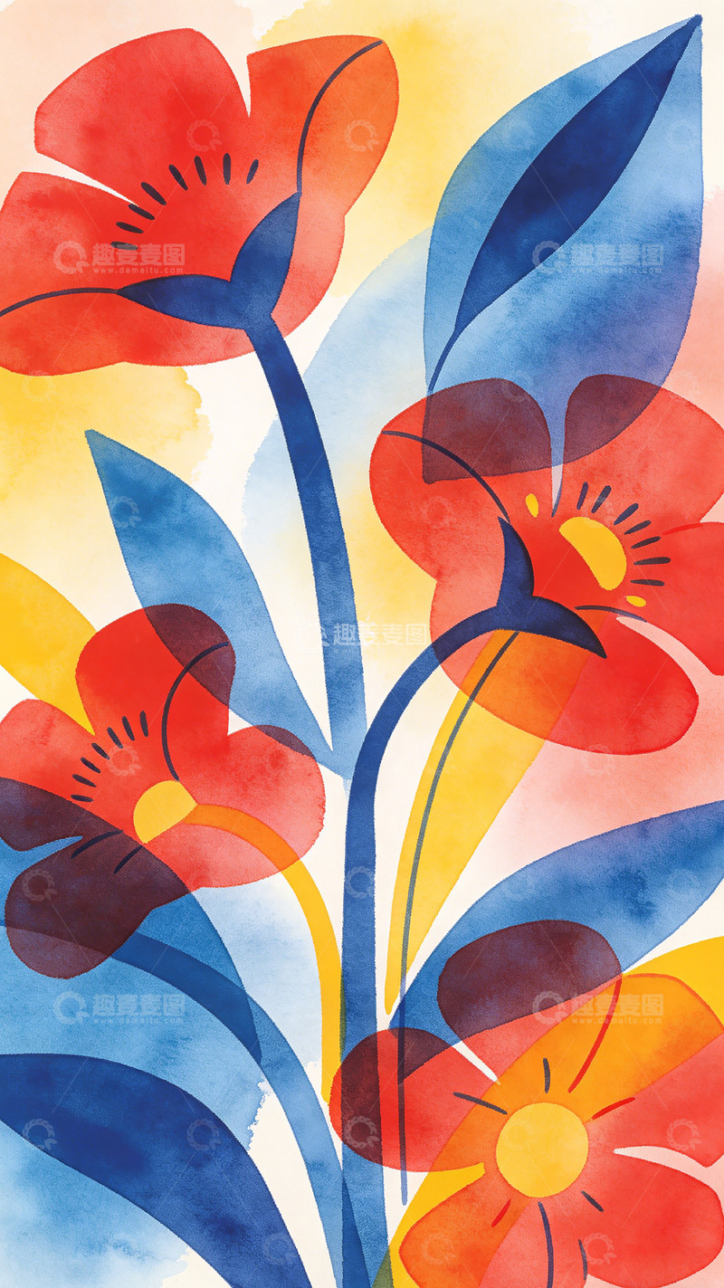 高清大图下载【趣麦麦图】水彩花卉装饰画